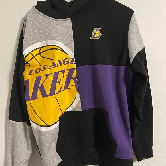NBA Los Angeles Lakers Black Purple Gray Pullover Crewneck Hoodie - Picture 4 of 7